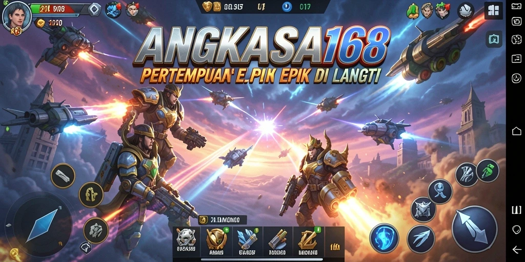 Tampilan gameplay ANGKASA168 dengan aksi pertempuran mendebarkan.