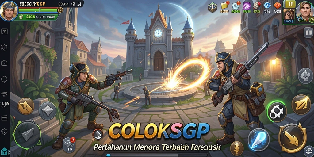 Tampilan menara dan strategi pertahanan dalam gameplay COLOKSGP.