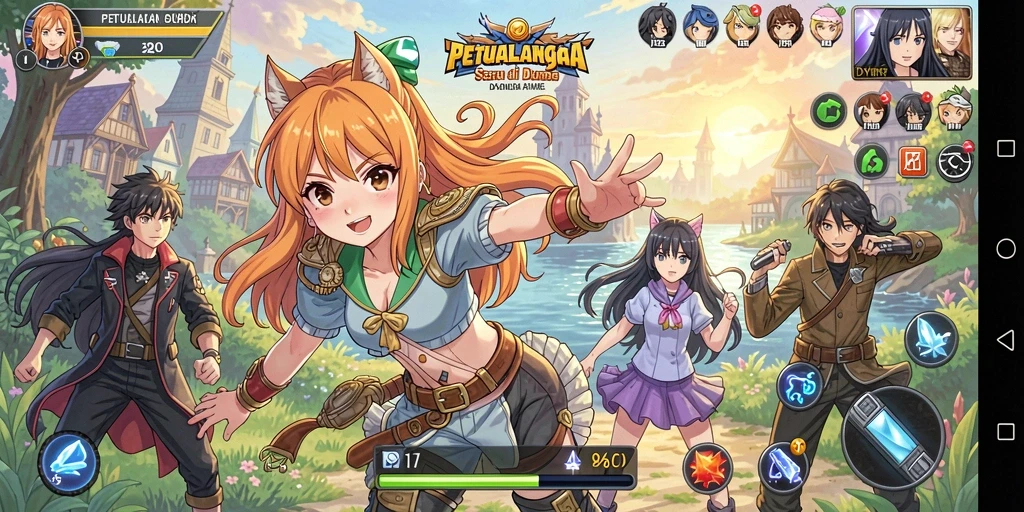 Screenshot utama DY01 menampilkan aksi seru karakter anime.