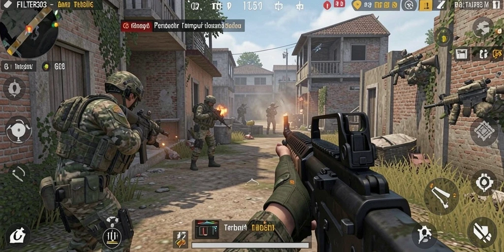 Gameplay seru dalam FILTER303 dengan aksi FPS yang menegangkan.