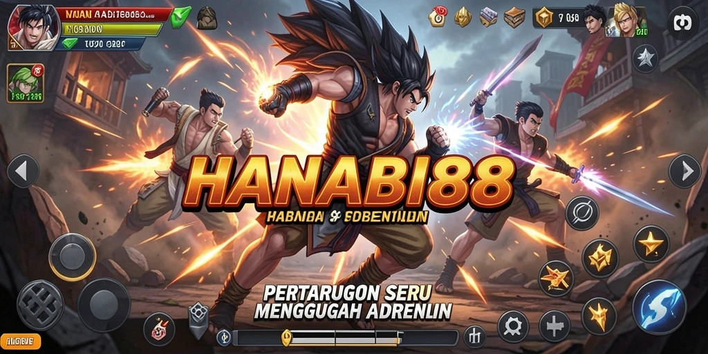 Screenshot gameplay HANABI88 menampilkan pertarungan yang action-packed.