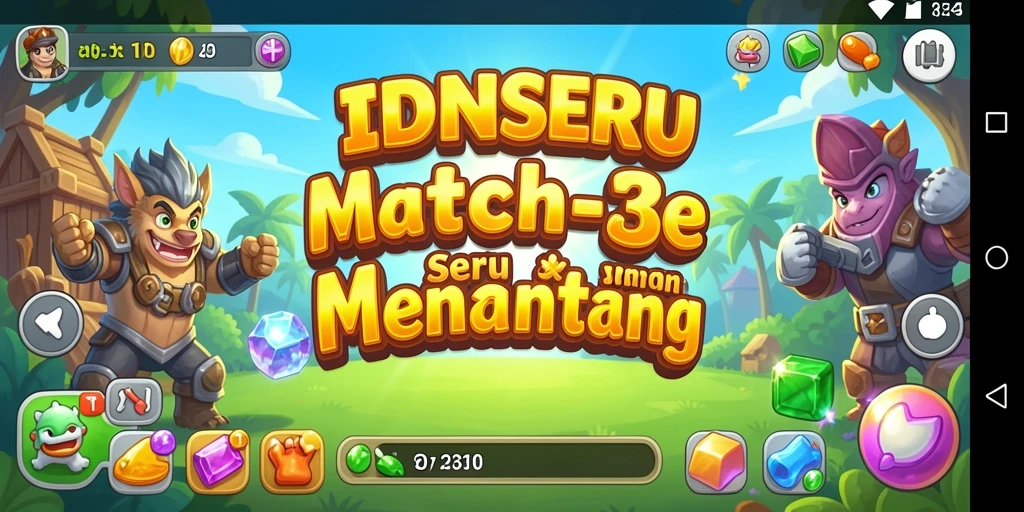 Tampilan gameplay seru di IDNSERU dengan tantangan Match-3.