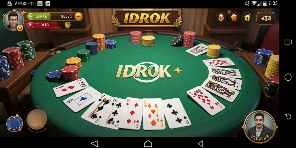 Screenshot gameplay IDROK menampilkan keseruan permainan Gaple.