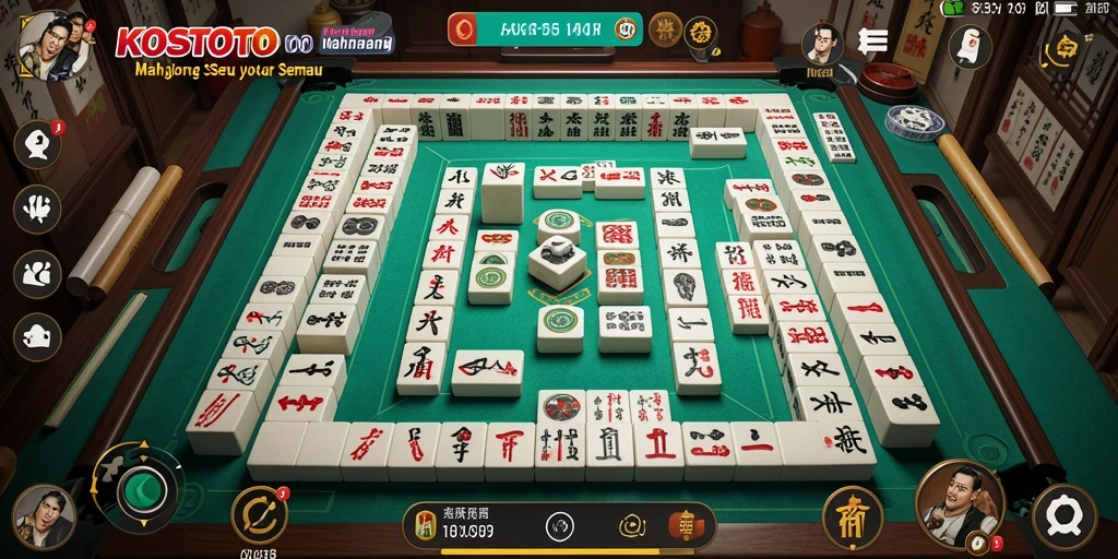 Screenshot gameplay KOSTOTO menunjukkan momen seru saat menyusun ubin Mahjong.