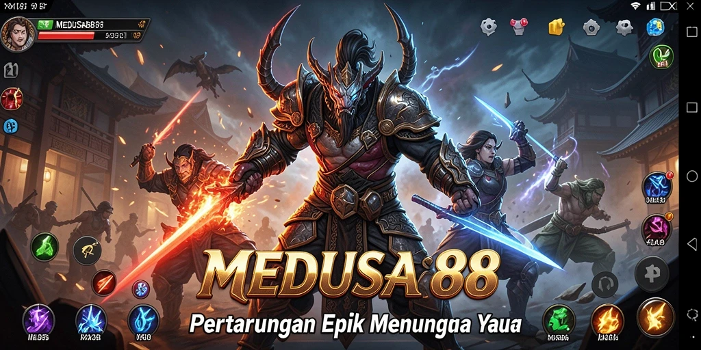 Gameplay MEDUSA88 yang menegangkan dan penuh aksi dalam pertarungan.