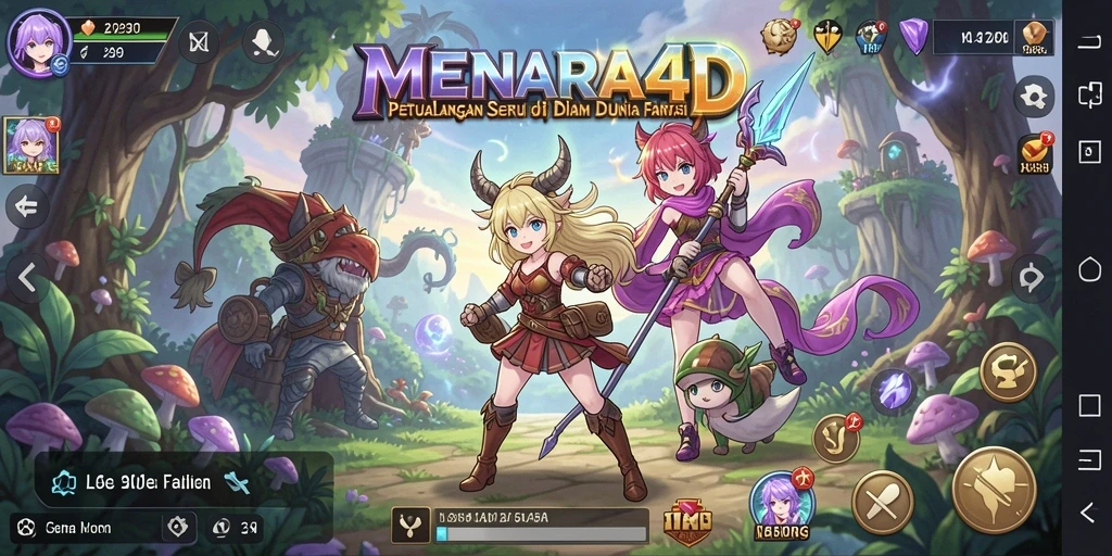 Tangkapan layar MENARA4D menampilkan aksi seru dalam dunia Anime.