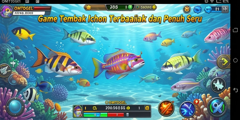 Screenshot gameplay OMTOGEL menampilkan aksi seru menembak ikan.