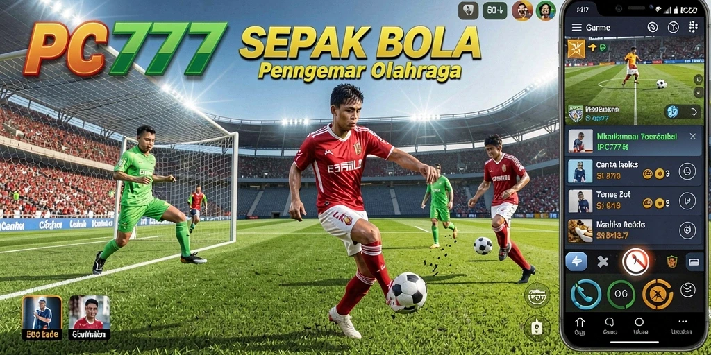 Screenshot gameplay PC777 menunjukkan pertarungan seru di lapangan hijau.