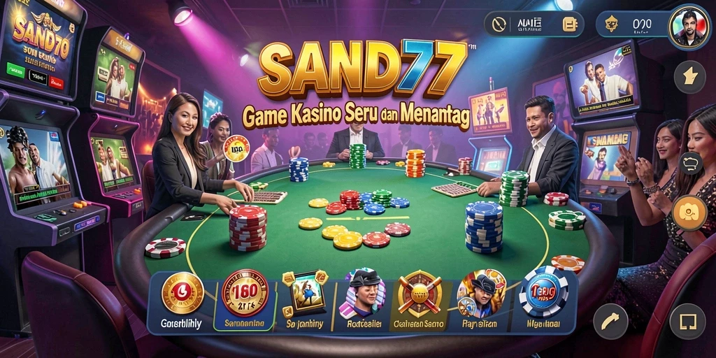 Screenshot gameplay SAND77 menampilkan suasana Kasino yang menarik.
