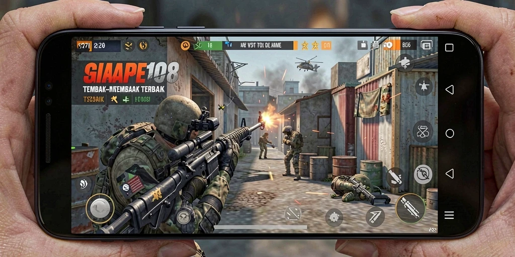 Gameplay mendebarkan dalam SIAP108 dengan aksi tembak-menembak.