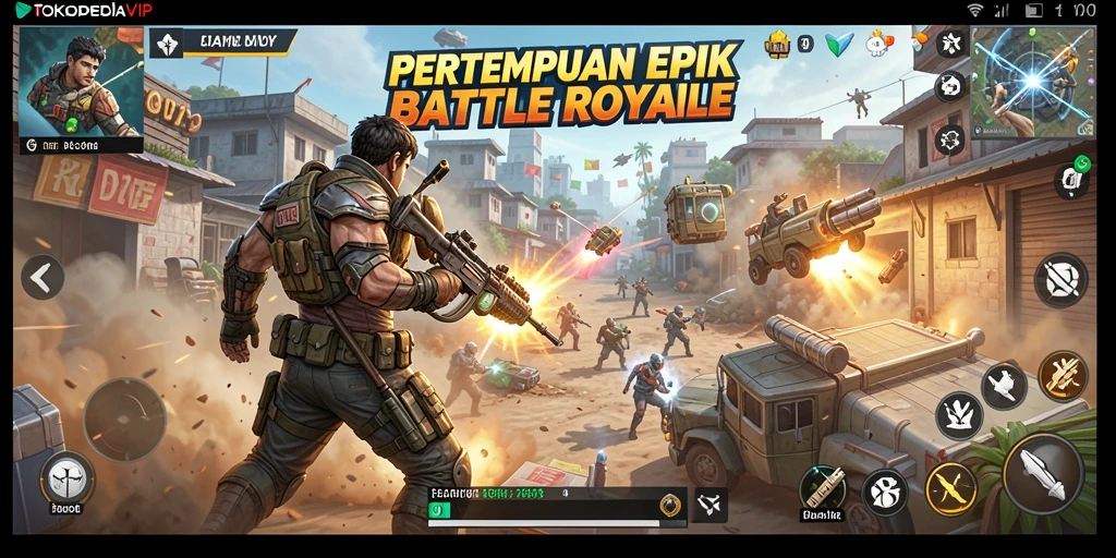 Tampilan gameplay seru dalam pertempuran TOKOPEDIAVIP.