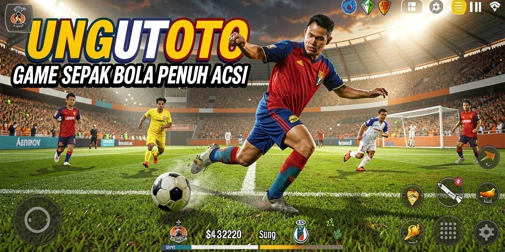 Tampilan gameplay UNGUTOTO yang menarik dengan aksi sepak bola seru.